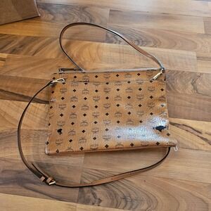 MCM Vintage Cognac Visetos Crossbody Bag vintage- damaged